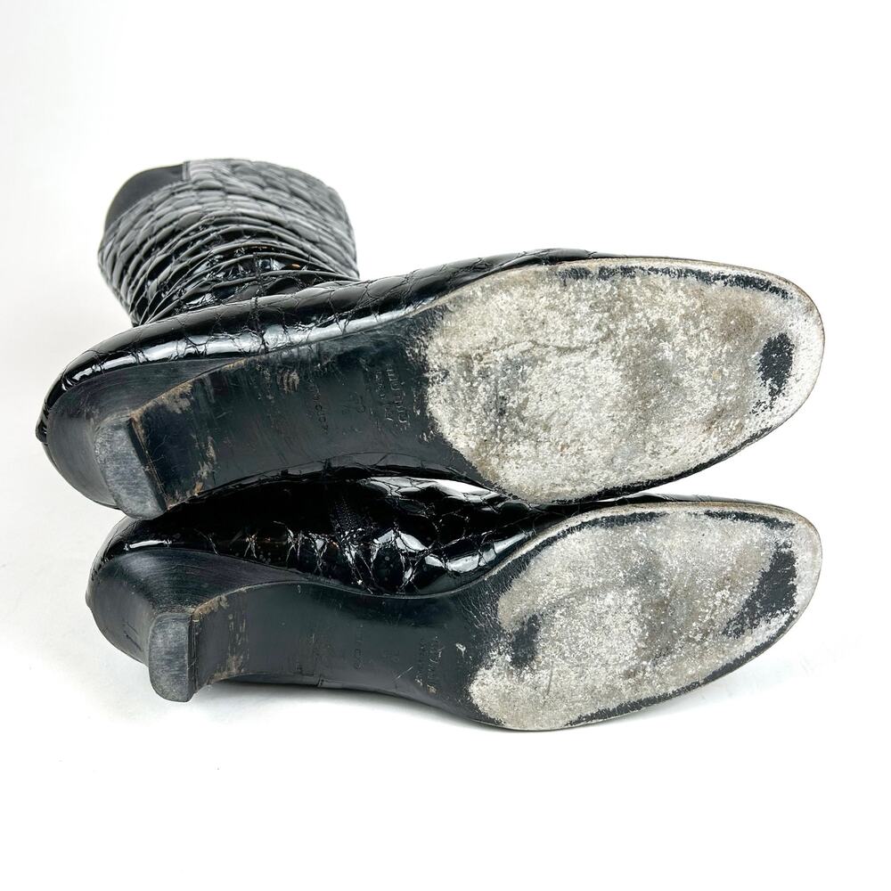 Miu Miu Croc Effect Knee High Kitten Heel Boots - image 8